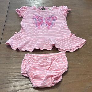 Hatley Pink Striped Butterfly Diaper Cover Set